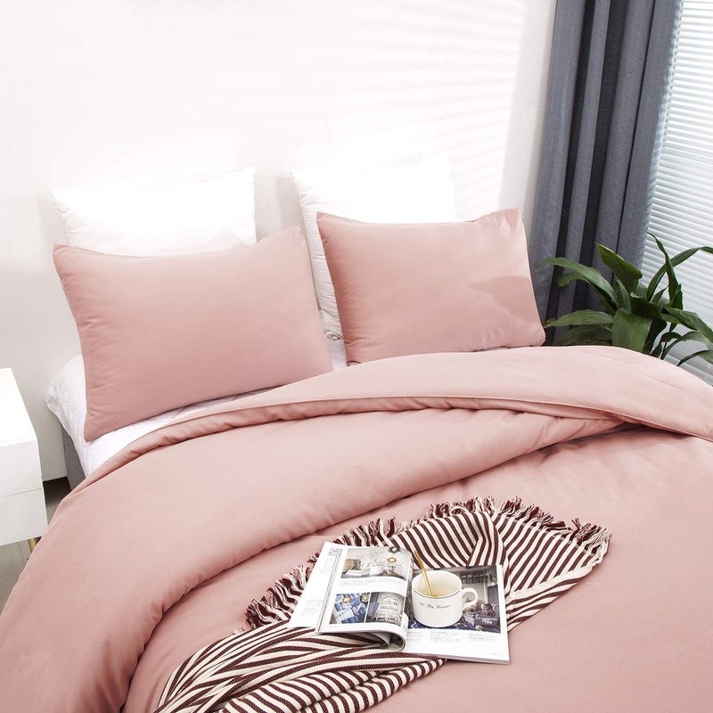 Houseri Pink Comforter Set - Light, Blush & Dusty Pink Bedding for Girls & Women - Queen Size - Image 5